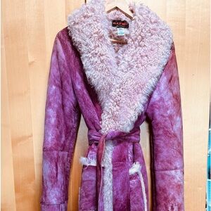 Christian Lacroix purple shearling long coat. Size 42. EU